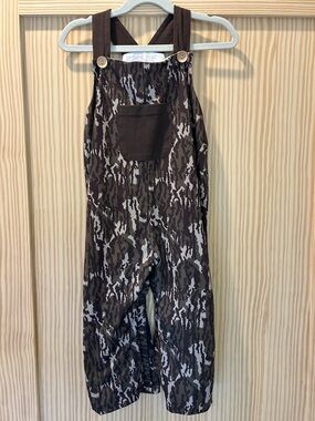 Women's Brown Camouflage Overall Jumpsuit with Chest Pocket